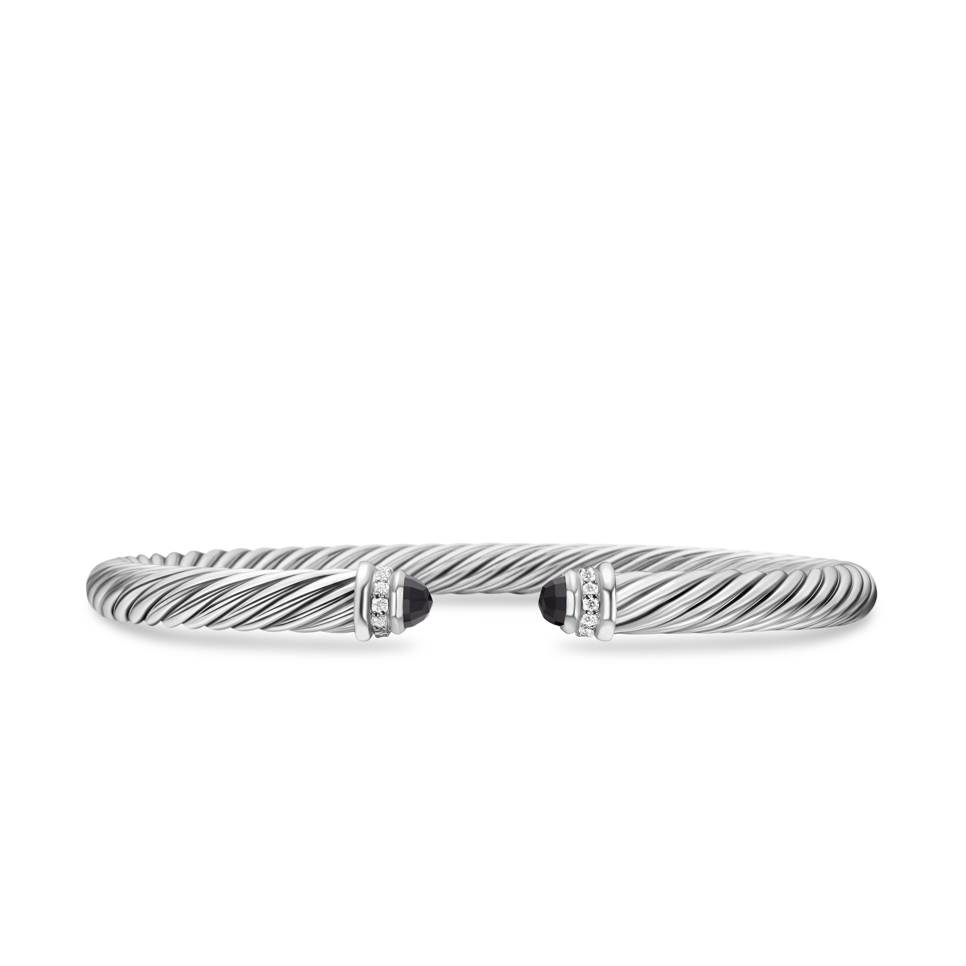 David Yurman Classic Cable Bracelet in Sterling Silver with Black Onyx and Diamonds, 5mm