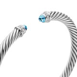 David Yurman Classic Cable Bracelet in Sterling Silver with Blue Topaz and Diamonds, 5mm