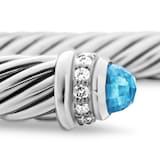 David Yurman Classic Cable Bracelet in Sterling Silver with Blue Topaz and Diamonds, 5mm