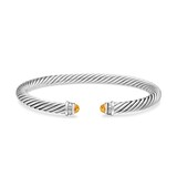 David Yurman Classic Cable Bracelet in Sterling Silver with Citrine and Diamonds, 5mm - Size Medium