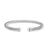 David Yurman Classic Cable Bracelet in Sterling Silver with Pearls and Diamonds, 5mm