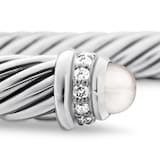 David Yurman Classic Cable Bracelet in Sterling Silver with Pearls and Diamonds, 5mm