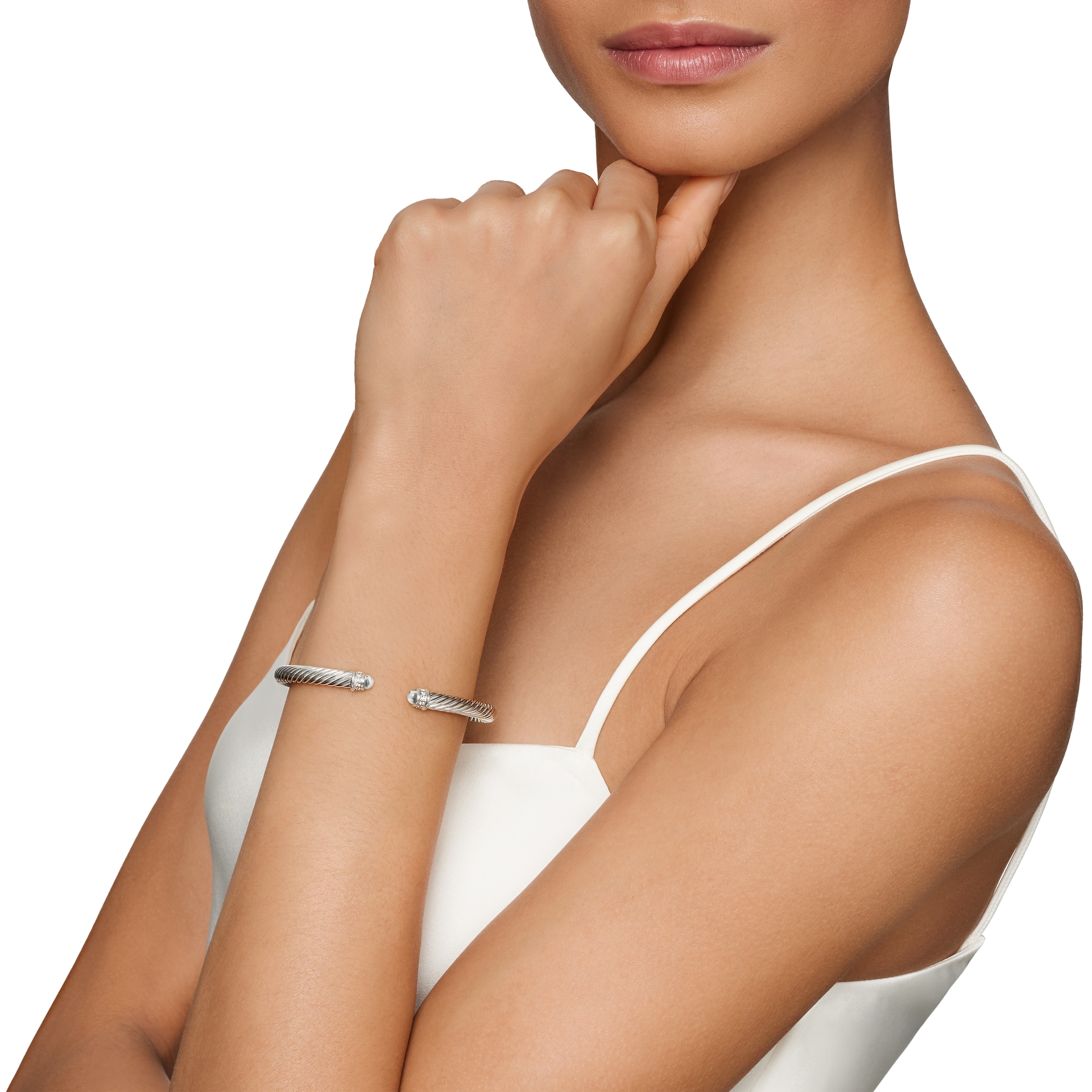 David Yurman Classic Cable Bracelet in Sterling Silver with Diamonds, 5mm