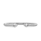 David Yurman Classic Cable Bracelet in Sterling Silver with Pavé Diamond Domes, 5mm - Size Medium