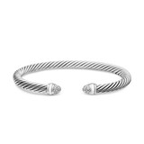 David Yurman Classic Cable Bracelet in Sterling Silver with Pavé Diamond Domes, 5mm - Size Medium