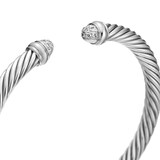 David Yurman Classic Cable Bracelet in Sterling Silver with Pavé Diamond Domes, 5mm - Size Medium