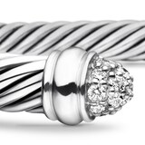 David Yurman Classic Cable Bracelet in Sterling Silver with Pavé Diamond Domes, 5mm - Size Medium