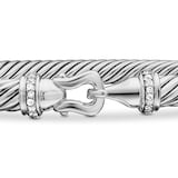 David Yurman Buckle Classic Cable Bracelet in Sterling Silver with Diamonds, 5mm