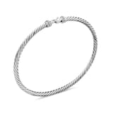 David Yurman Buckle Classic Cable Bracelet in Sterling Silver with Diamonds, 3mm