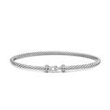 David Yurman Buckle Classic Cable Bracelet in Sterling Silver with Diamonds, 3mm
