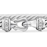 David Yurman Buckle Classic Cable Bracelet in Sterling Silver with Diamonds, 3mm
