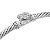 David Yurman Cable Collectibles® Heart Bracelet in Sterling Silver with Pavé Diamonds, 3mm