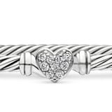 David Yurman Cable Collectibles® Heart Bracelet in Sterling Silver with Pavé Diamonds, 3mm