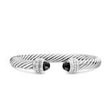 David Yurman Classic Cable Bracelet in Sterling Silver with Black Onyx and Diamonds, 7mm