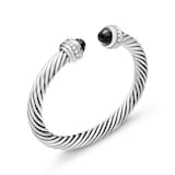 David Yurman Classic Cable Bracelet in Sterling Silver with Black Onyx and Diamonds, 7mm