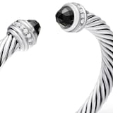 David Yurman Classic Cable Bracelet in Sterling Silver with Black Onyx and Diamonds, 7mm