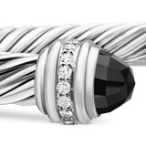 David Yurman Classic Cable Bracelet in Sterling Silver with Black Onyx and Diamonds, 7mm