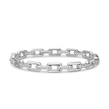 David Yurman Stax Link Bracelet in Sterling Silver with Diamonds, 6.7mm - Size Small