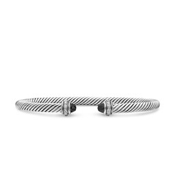 37360281 - Classic Cable Bracelet in Sterling Silver with Black Onyx and Diamonds, 4mm