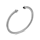 David Yurman Classic Cable Bracelet in Sterling Silver with Black Onyx and Diamonds, 4mm
