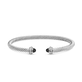 David Yurman Classic Cable Bracelet in Sterling Silver with Black Onyx and Diamonds, 4mm