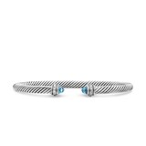 David Yurman Classic Cable Bracelet in Sterling Silver with Blue Topaz and Diamonds, 4mm