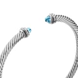 David Yurman Classic Cable Bracelet in Sterling Silver with Blue Topaz and Diamonds, 4mm