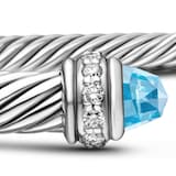 David Yurman Classic Cable Bracelet in Sterling Silver with Blue Topaz and Diamonds, 4mm
