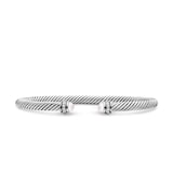 David Yurman Classic Cable Bracelet in Sterling Silver with Pearls and Diamonds, 4mm