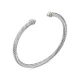 David Yurman Classic Cable Bracelet in Sterling Silver with Pearls and Diamonds, 4mm