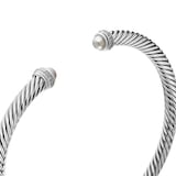 David Yurman Classic Cable Bracelet in Sterling Silver with Pearls and Diamonds, 4mm