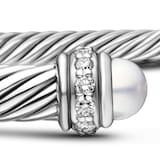 David Yurman Classic Cable Bracelet in Sterling Silver with Pearls and Diamonds, 4mm