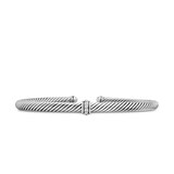 David Yurman Classic Cable Station Bracelet in Sterling Silver with Diamonds, 4mm - Size Large