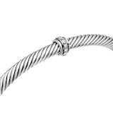 David Yurman Classic Cable Station Bracelet in Sterling Silver with Diamonds, 4mm - Size Large
