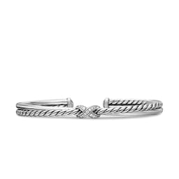 37360287 - Petite X Centre Station Bracelet in Sterling Silver with Diamonds, 5.2mm
