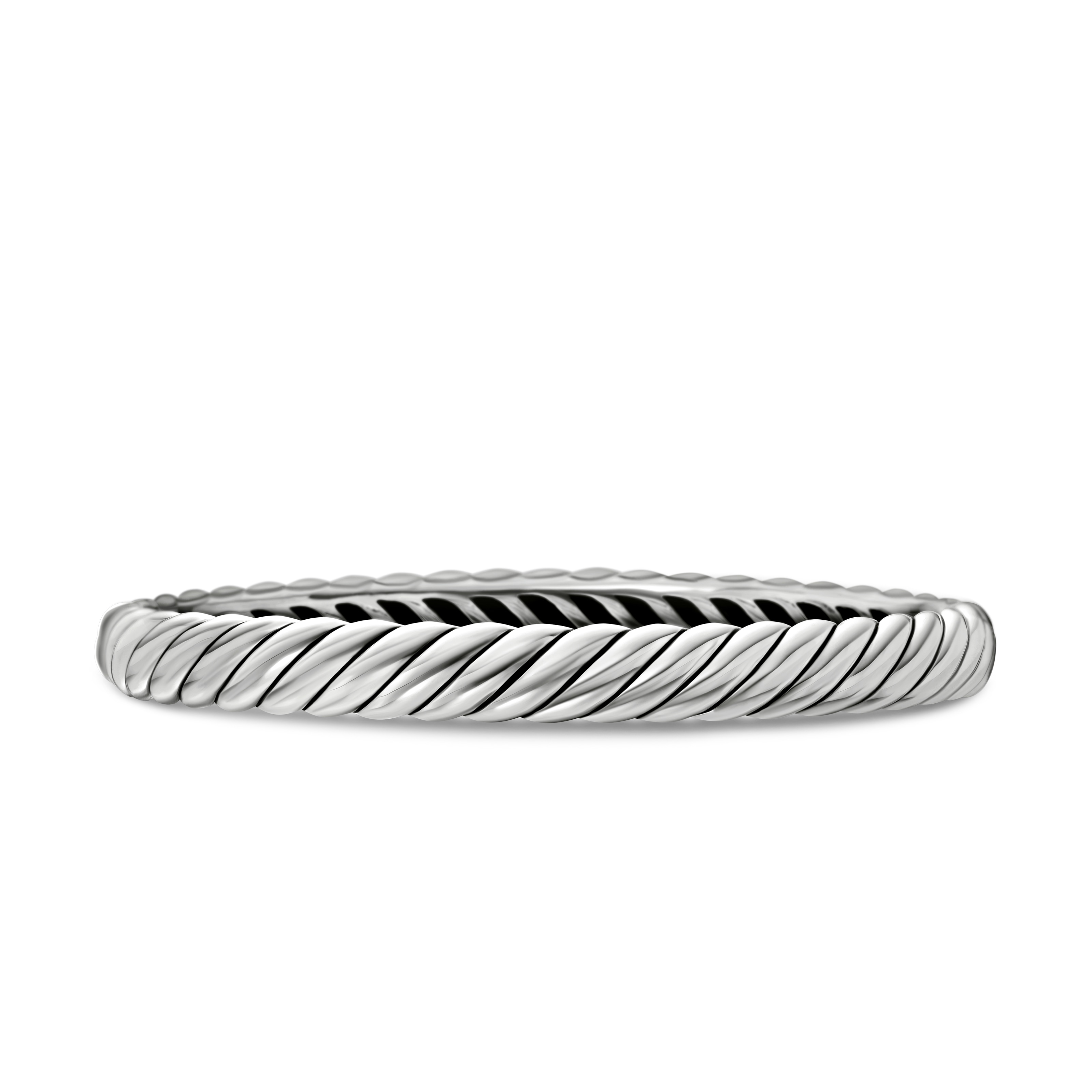 Sculpted Cable Bangle Bracelet in Sterling Silver, 7mm - Size Small