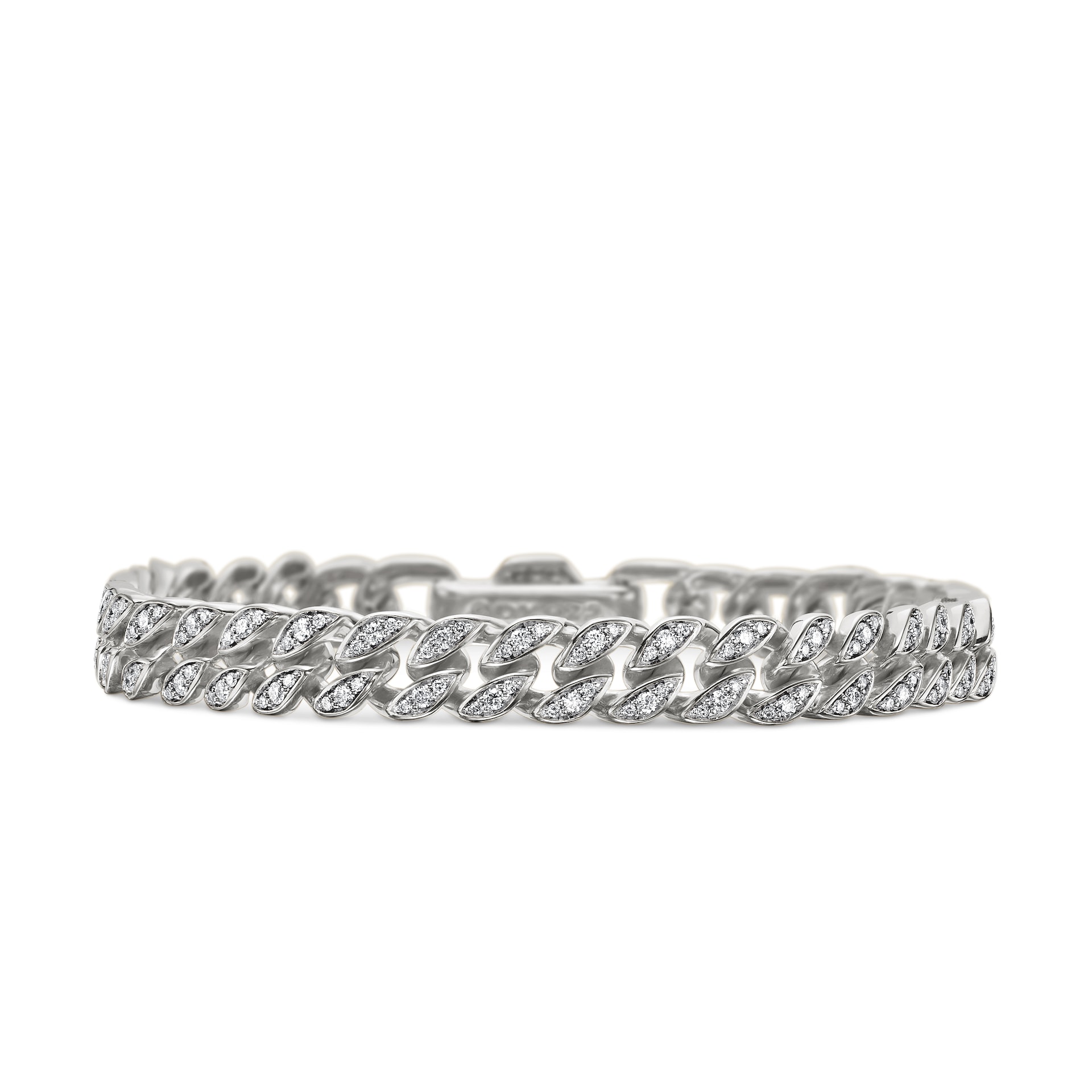 David Yurman Curb Chain Bracelet in Sterling Silver with Diamonds, 7mm