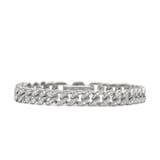 David Yurman Curb Chain Bracelet in Sterling Silver with Diamonds, 7mm - Size Large