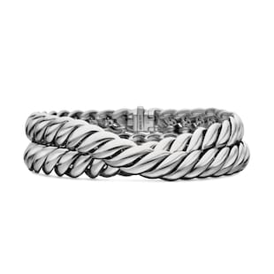 David Yurman Sculpted Cable Double Wrap Bracelet in Sterling Silver, 8.5mm