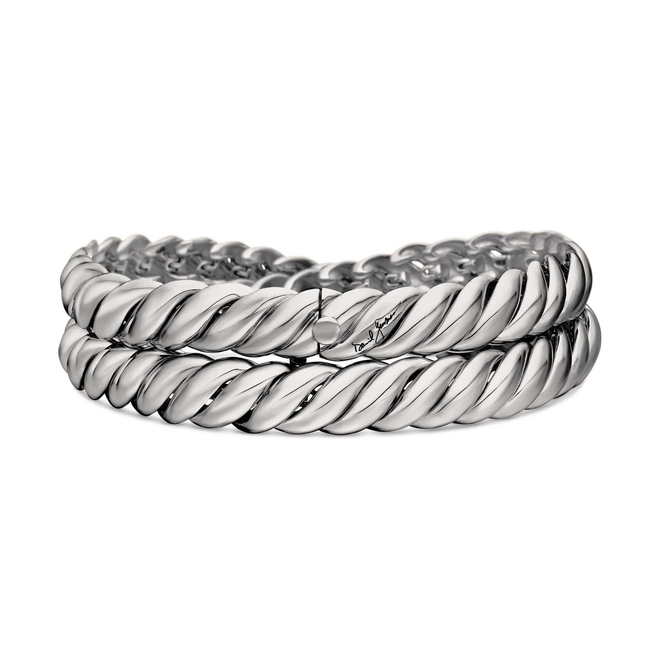 David Yurman Sculpted Cable Double Wrap Bracelet in Sterling Silver, 8.5mm