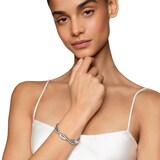 David Yurman Zig Zag Stax™ Two Row Cuff Bracelet in Sterling Silver with Diamonds, 13mm - Size Medium
