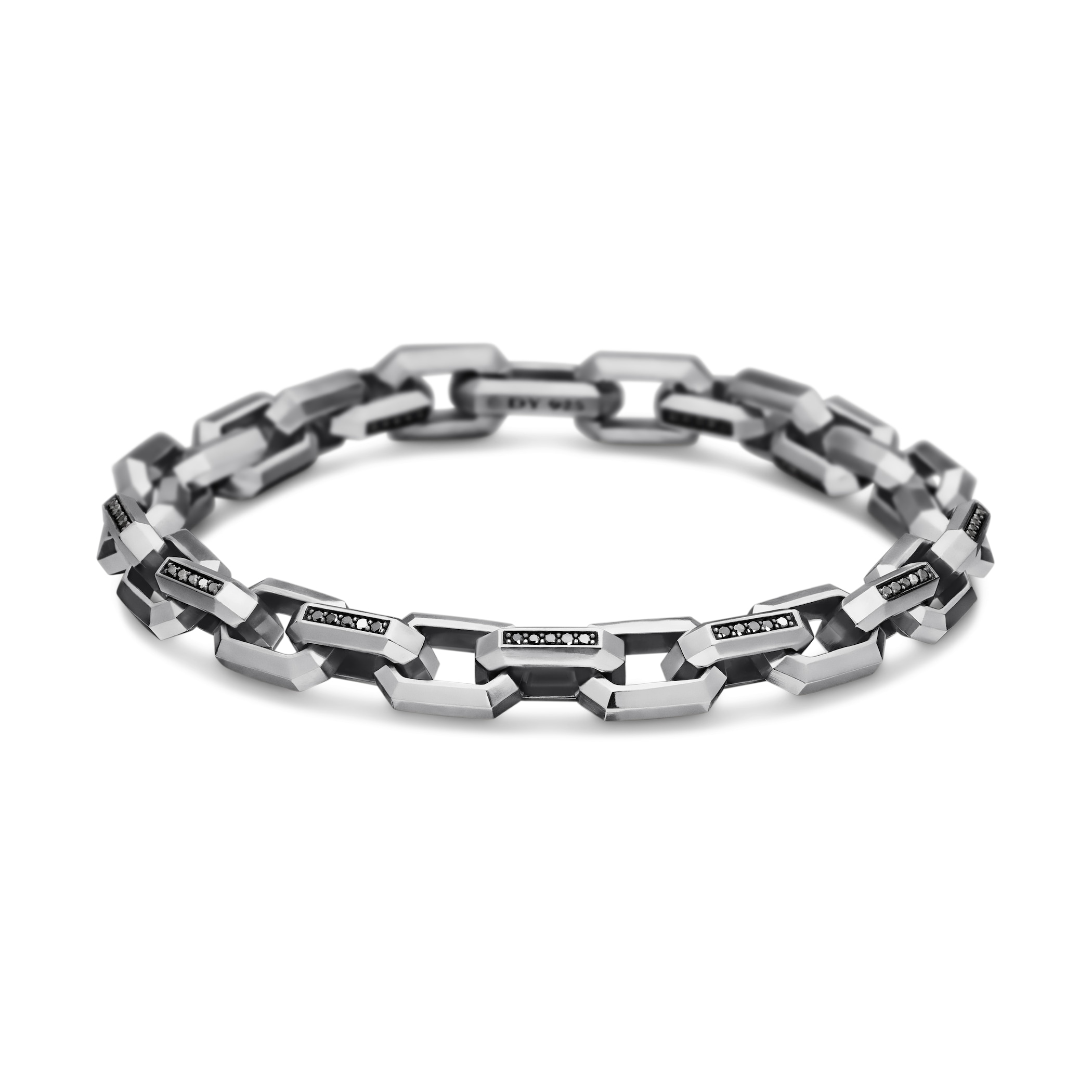 David Yurman Streamline® Heirloom Chain Link Bracelet In Sterling Silver With Pavé Black Diamonds, 7.5mm David Yurman Streamline® Heirloom Chain Link Bracelet In Sterling Silver With Pavé Black Diamonds, 7.5mm