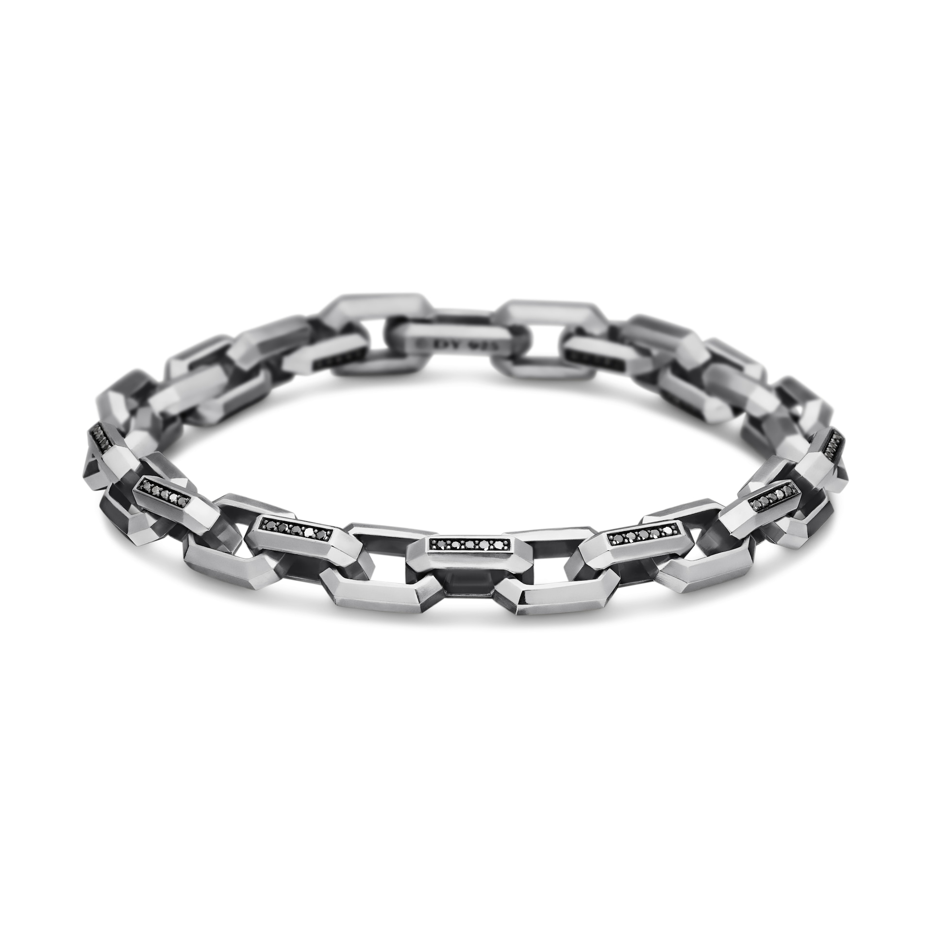David Yurman Streamline® Heirloom Chain Link Bracelet In Sterling Silver With Pavé Black Diamonds, 7.5mm