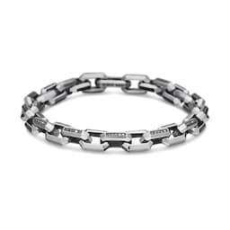 37360299 - Streamline® Heirloom Chain Link Bracelet In Sterling Silver With Pavé Black Diamonds, 7.5mm