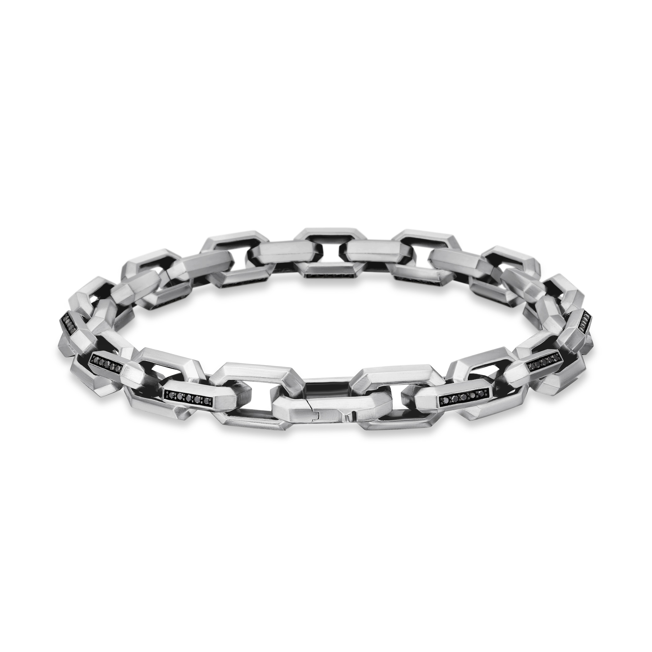 David Yurman Streamline® Heirloom Chain Link Bracelet In Sterling Silver With Pavé Black Diamonds, 7.5mm David Yurman Streamline® Heirloom Chain Link Bracelet In Sterling Silver With Pavé Black Diamonds, 7.5mm