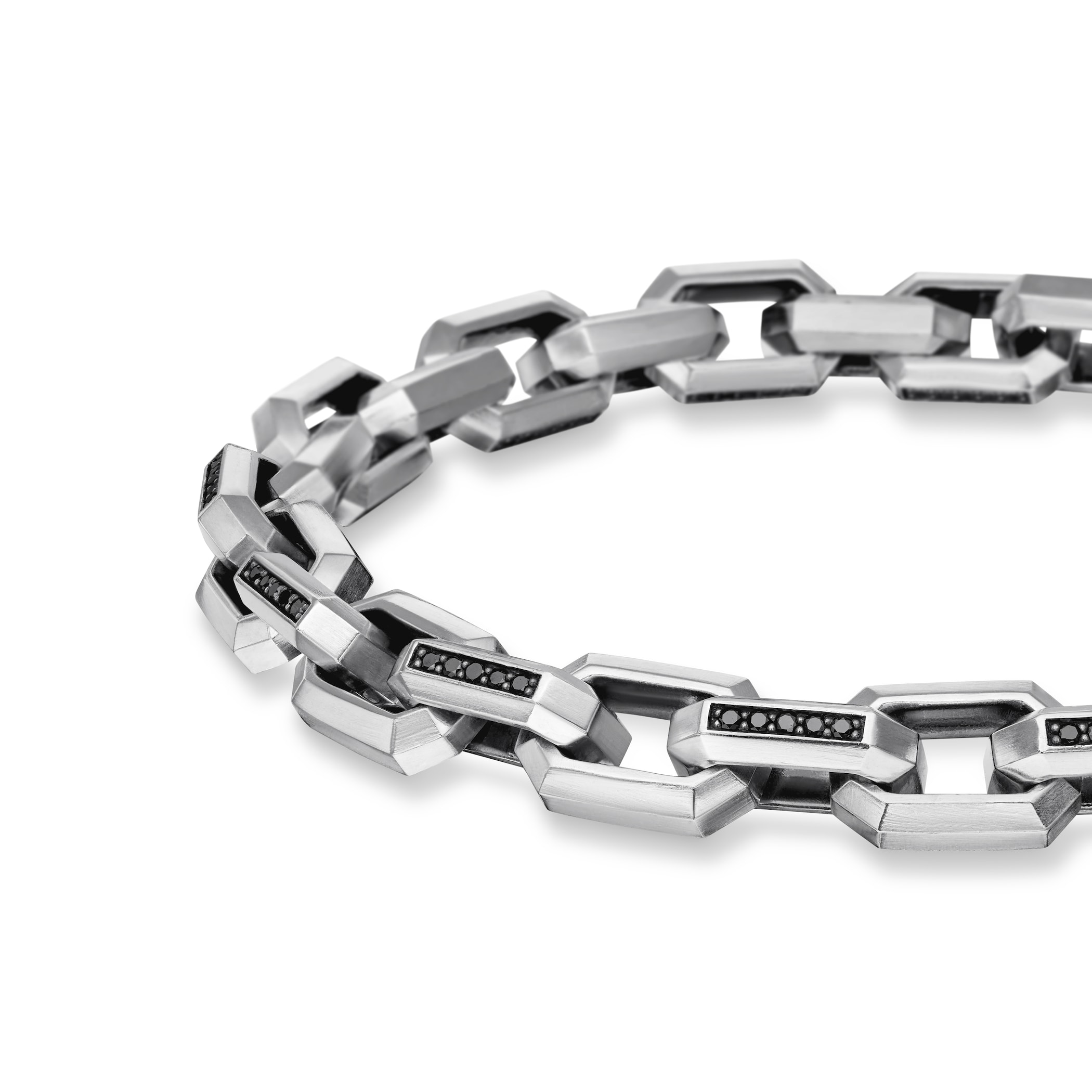 David Yurman Streamline® Heirloom Chain Link Bracelet In Sterling Silver With Pavé Black Diamonds, 7.5mm David Yurman Streamline® Heirloom Chain Link Bracelet In Sterling Silver With Pavé Black Diamonds, 7.5mm