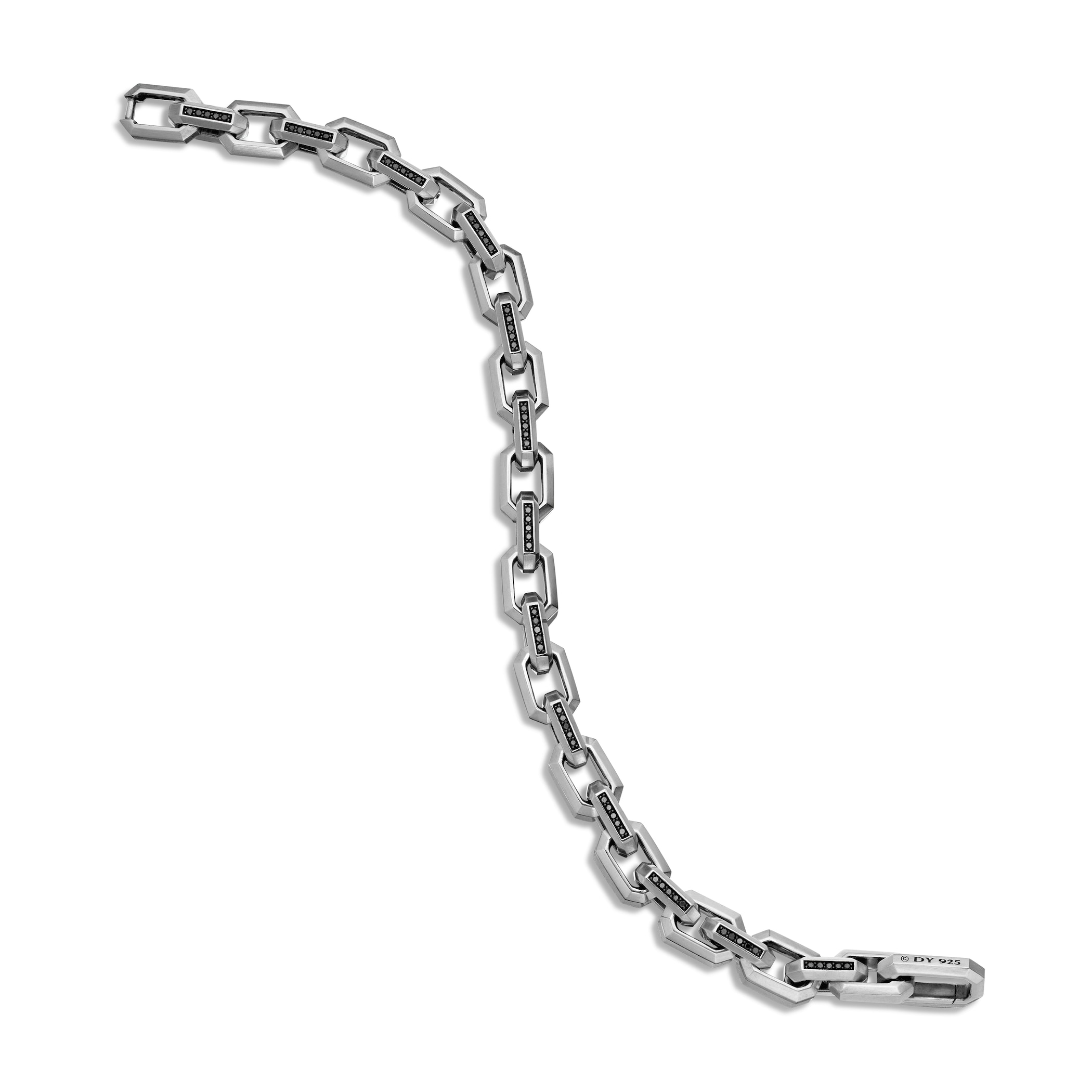 David Yurman Streamline® Heirloom Chain Link Bracelet In Sterling Silver With Pavé Black Diamonds, 7.5mm David Yurman Streamline® Heirloom Chain Link Bracelet In Sterling Silver With Pavé Black Diamonds, 7.5mm