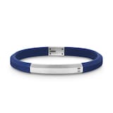 David Yurman Streamline® ID Bracelet In Blue Rubber With Sterling Silver, 8mm - Size Medium