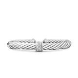 David Yurman Classic Cable Station Bracelet In Sterling Silver With Pavé Diamonds, 7mm