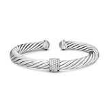 David Yurman Classic Cable Station Bracelet In Sterling Silver With Pavé Diamonds, 7mm
